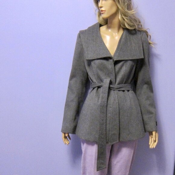 BABATON ARITZIA The CONNOR Coat Italian Grey Wool Belted Minimalist M - Picture 1 of 9